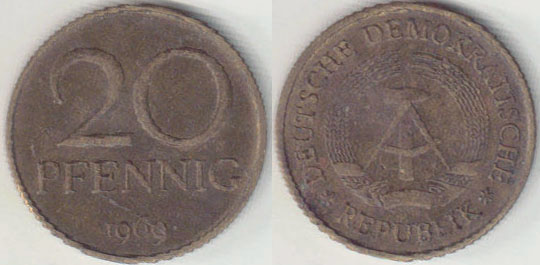 1969 East Germany 20 Pfennig A008556